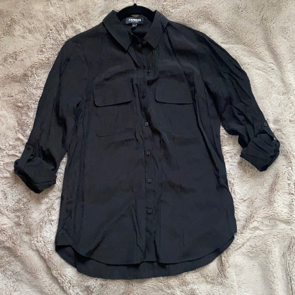 Express Roll Sleeve Satin Blouse